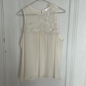 Ecru Cream Silk Top. L